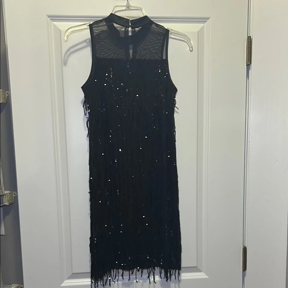 Black Sequin Embellished Sheath Dress